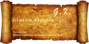 Gladics Klaudia névjegykártya